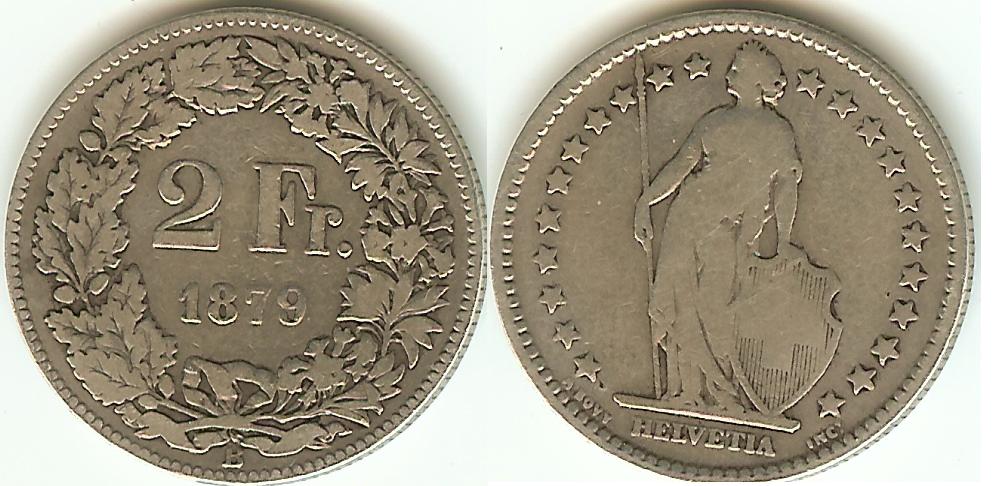 Swiss 2 Francs 1879 F
